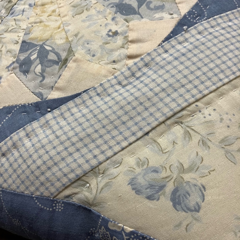 Blue and Cream Quilted Throw Pillow - Picture 11 of 11